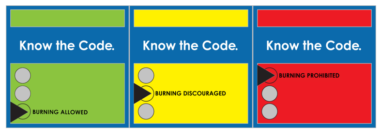 know the burn code, health district, air quality