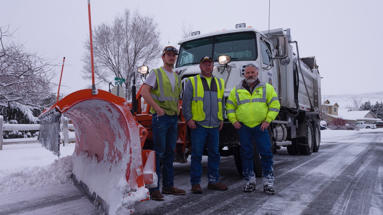 Roads crew with a snow plow