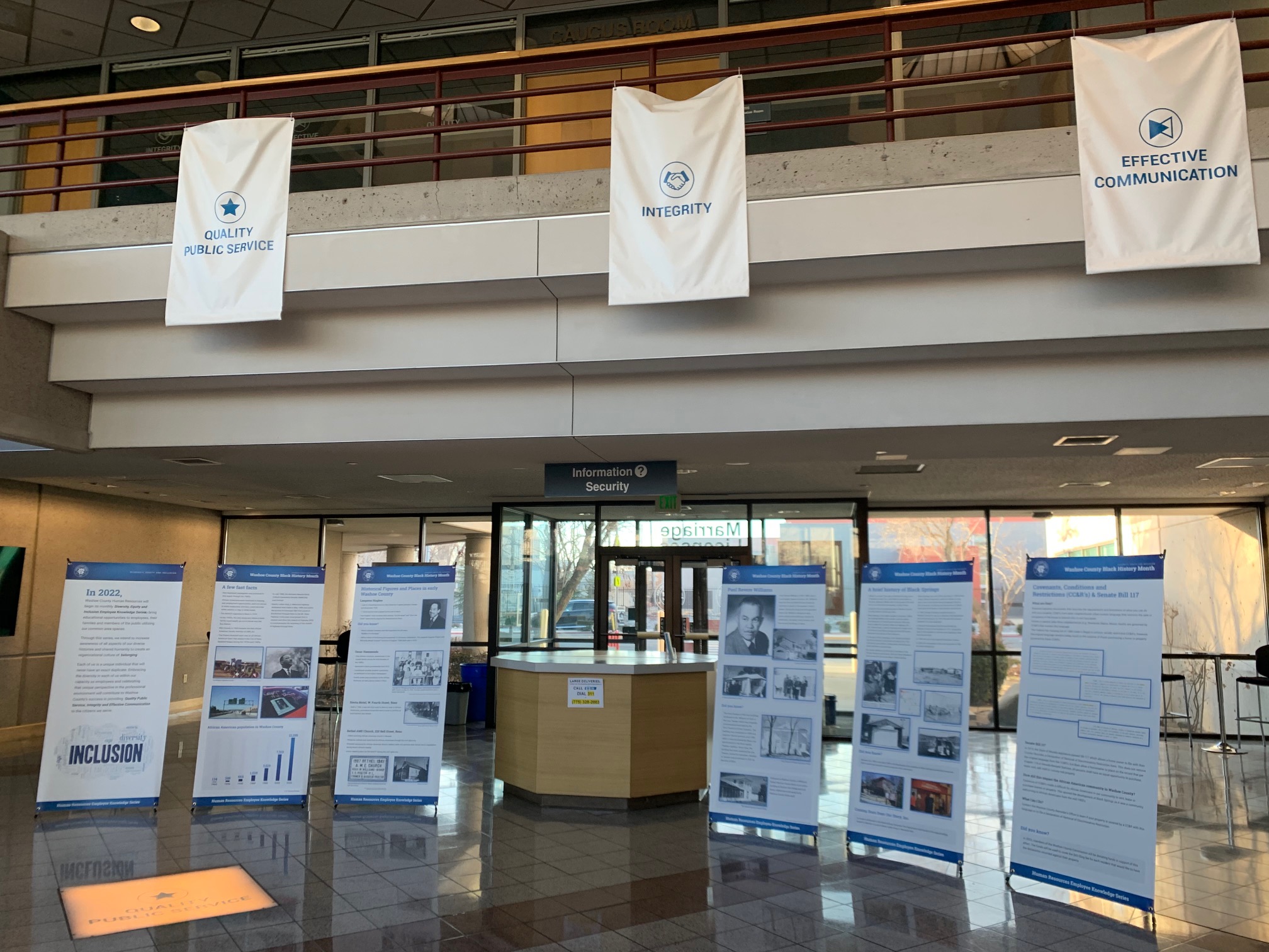 Informational panels on Black History Month