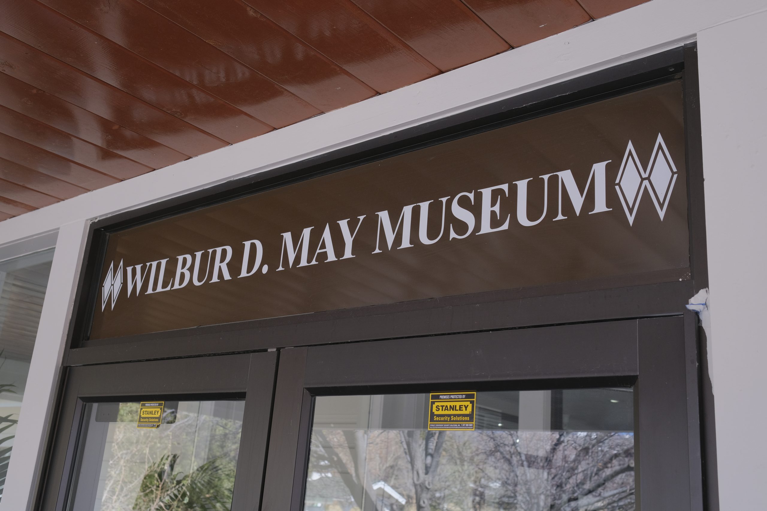 Wilbur D May Museum entrance sign