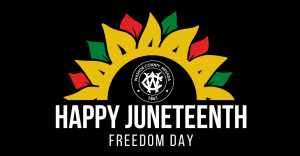 Sun image with Washoe County logo and Happy Juneteenth Freedom Day