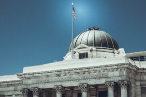 photo of the top of a courthouse