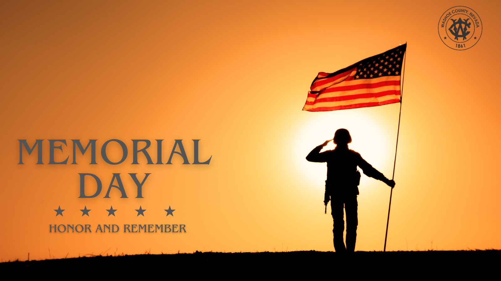Memorial day (1) Image of a person saluting the American flag with the words "Memorial Day, honor and remember"