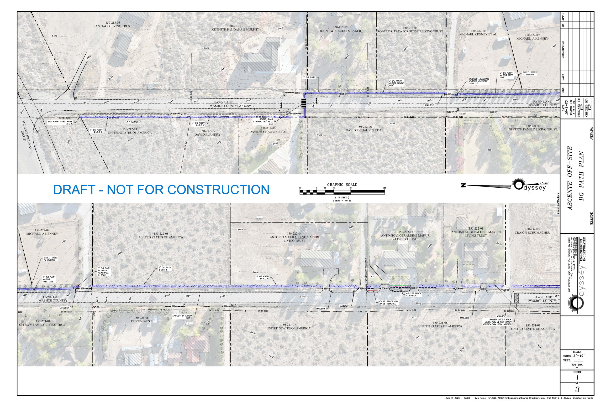 Rough draft of pedestrian/equestrian path in Ascente subdivision.