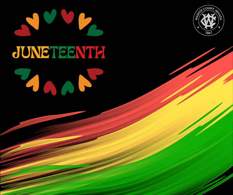 Juneteenth PR Image with black, red, yellow, green and the word "Juneteenth."