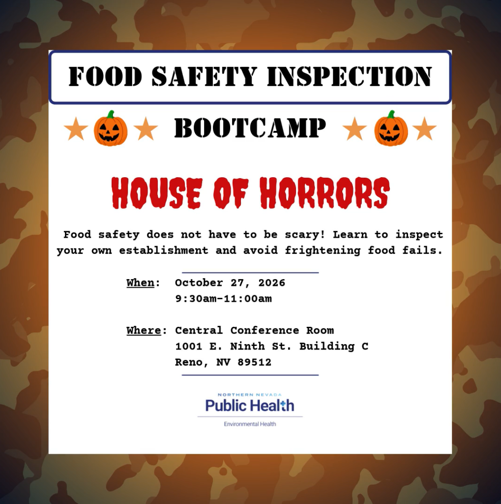 NNPH Food Safety Inspection Bootcamp "House of Horrors" inspired colors and language.
