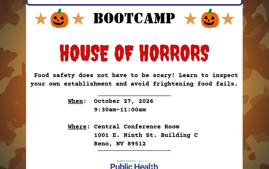 ‘House of Horrors’ Food Safety Inspection Bootcamp Set for Oct. 27