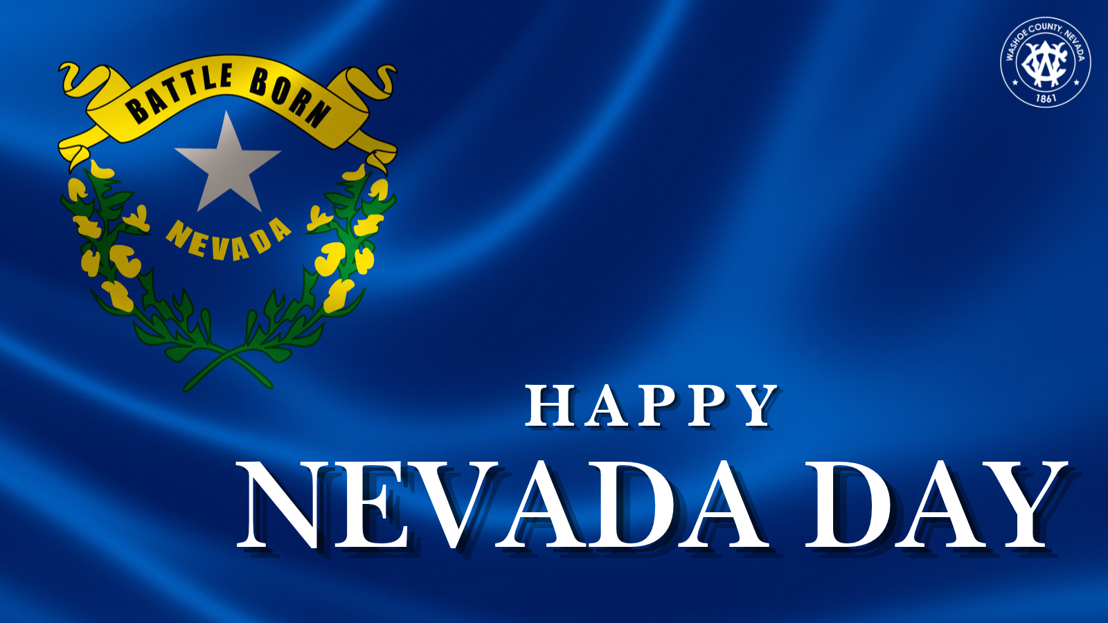Image of the Nevada flag with "Happy Nevada Day"