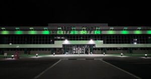 Washoe County Sheriff's Office lit up in green