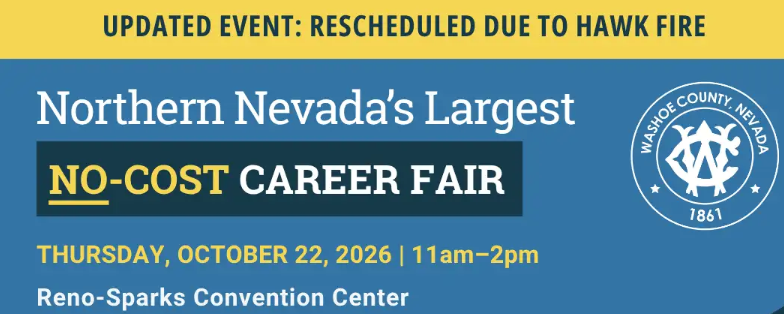Washoe County and EmployNV’s No-Cost Career Fair Rescheduled for October 22
